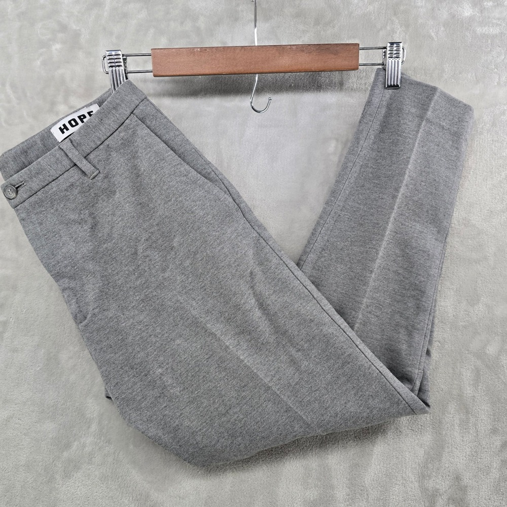 Hope Stockholm Unisex 36/46 Krissy Trousers Grey Tapered Stretch Wool Dress Pant